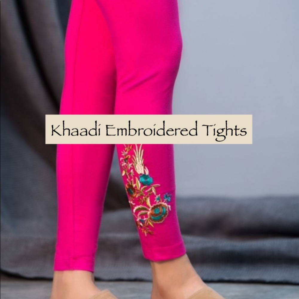 Khaadi Pink Embroidered Tights - Size 10